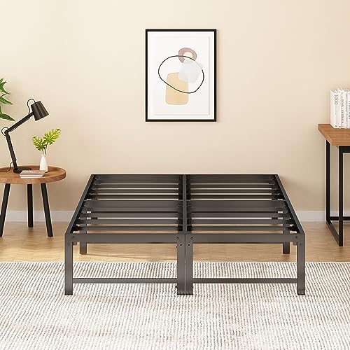 Estrutura de Cama Queen, Marco de Ferro/ 35 cm A*156 cm L*207 cm C, Base de Cama Resistente, Platafo