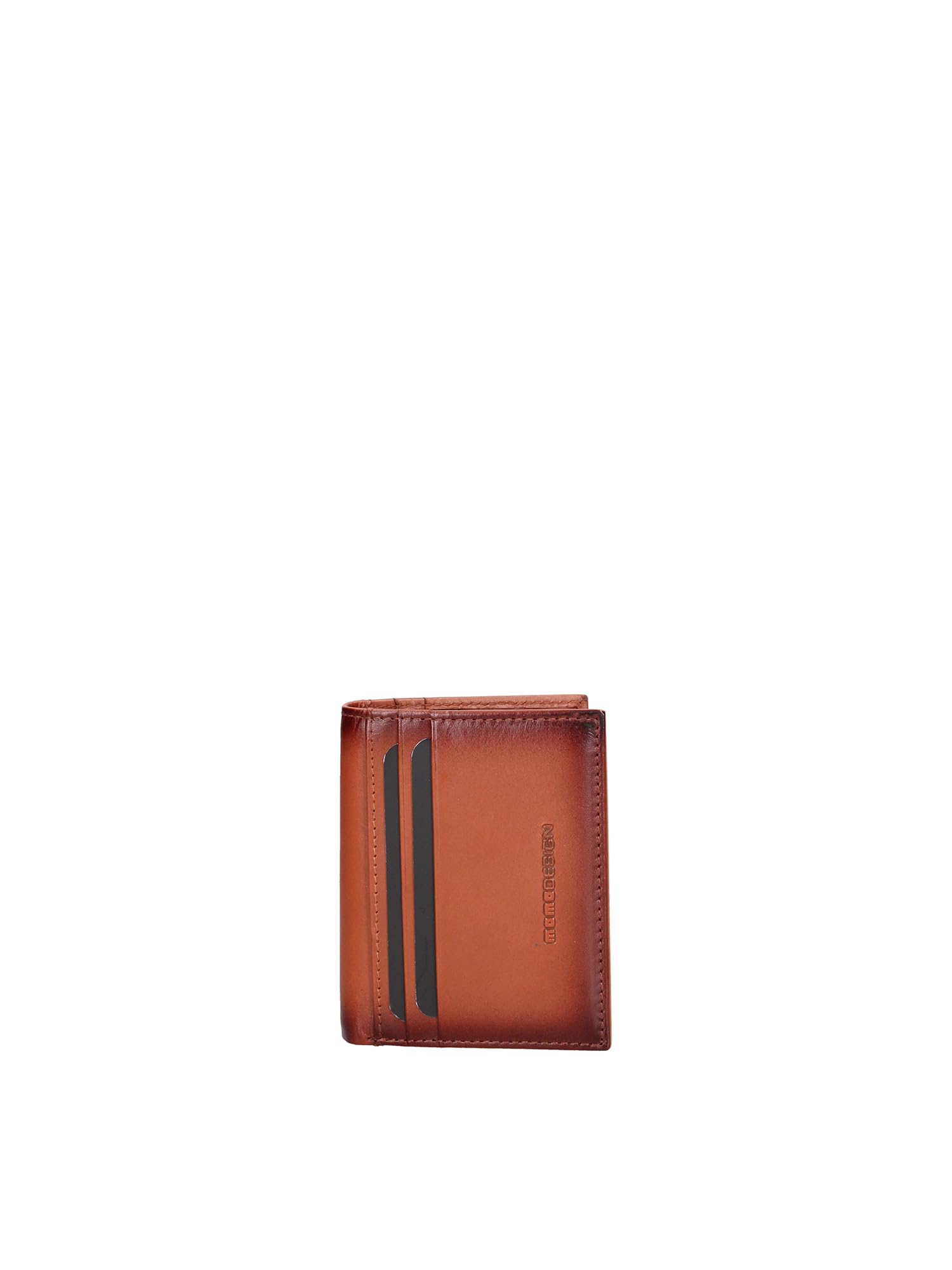 MOMO Design Cartera Hombre Piel Auténtica Marrón Oscuro Slim Compacta Unica 10.5x8x1.5 cm Cognac