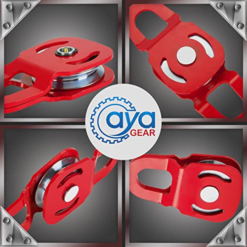 Aya Gear Snatch Block For Winch Recovery, 6 Ton Break Strength, Towing Pulley Blocks 13,000 Lbs Capacity, Compact Offroad Accessory For Jeep, Truck, Utv, Atv, Red #TOP5