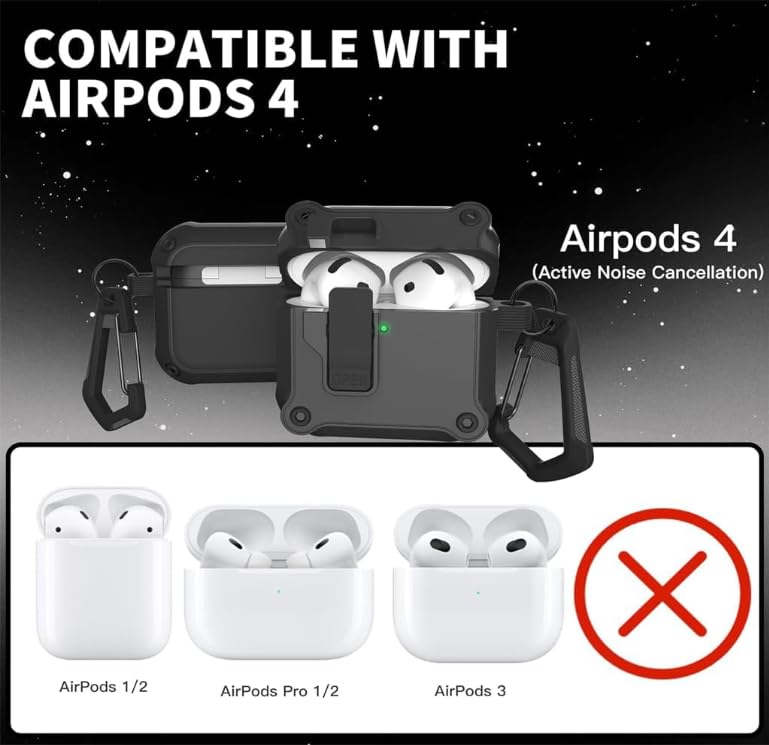 Amazon | AirPods 第 4 世代 2024 に対応する頑丈なラッチ保護