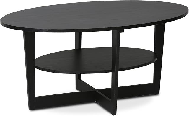 Furinno 15020WN Oval Coffee Table, Wood, Walnut, 89.99 (W) x 41.88 (H) x 50.01 (D) cm