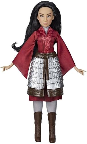 Disney Mulan Fashion Doll con falda armadura, zapatos, pantalones y parte superior, inspirada en la película Mulan de Disney, juguete para niños y