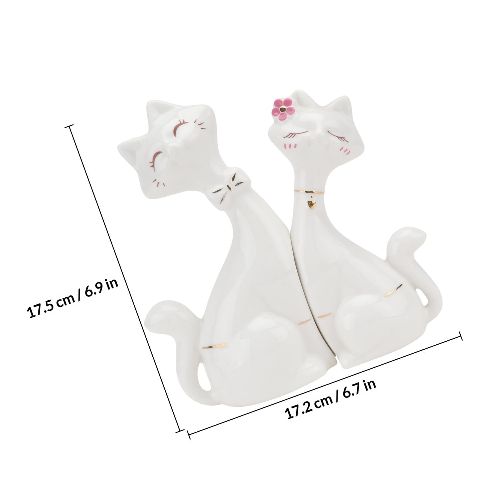 Set di 2 Statuette di Gatto in Ceramica Bianca, Decorazione per Soggiorno e Cucina, Dimensioni Contenute, Adatto a Spazi Moderni e Ufficio