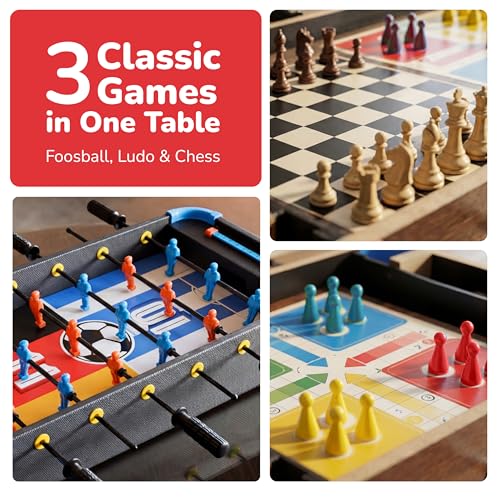 Image of Lifelong Foosball Table with Chess & Ludo | 3-in-1 Big Size Indoor Outdoor Game for Kids | 6 Handles with Team Players | Portable & Durable | Fun Games for Boys & Girls 7-14 Years(70x10x32 cm)LLCFBT02