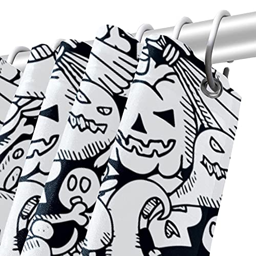 Rideau de douche imperméable Halloween anti-moisissure avec crochets