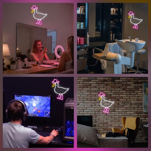 Image of Cowboy Duck Neon Sign,Duck Neon Signs Cowgirl Boots Neon Signs for Wall Decor, USB Connectivity Pink LED Signs for Bedroom Living Room Kids Room Home Bar Birthday Party