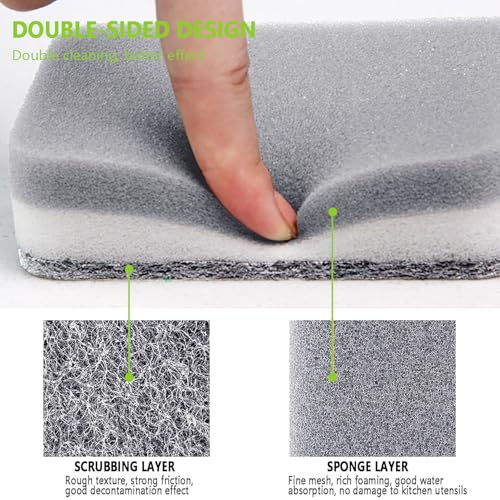 Image of Kitchen Cleaning Sponges, 6 Pack Heavy Duty Scrub Sponges Cleans Fast Non-Scratch Sponge for Washing Dishes and Cleaning Kitchen (Grey)