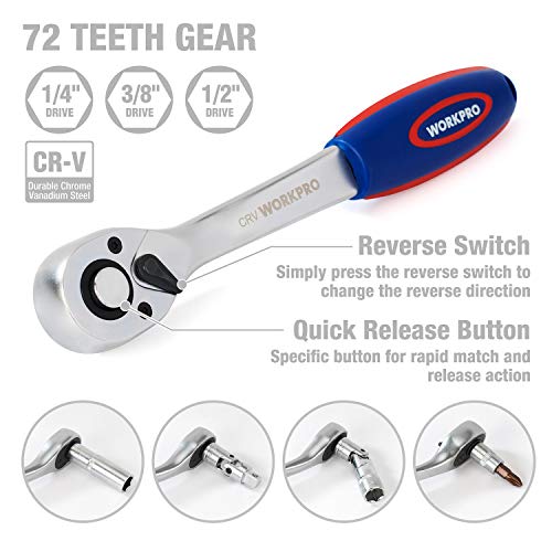 WORKPRO 172-Piece Socket Set 1/2