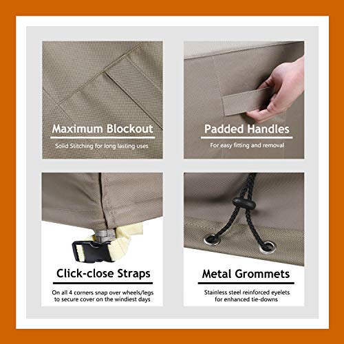 Patio Deck Box Cover, 52x26 Inch Patio Ottoman Cover with Straps and Handles, 100% Waterproof Heavy Duty Outdoor Furniture Winter Cover for Keter, Suncast, Lifetime Container Box