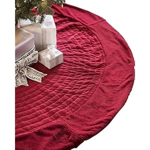Balsam hill 84in berkshire cardinal red quilted christmas tree skirt  urban country home decor