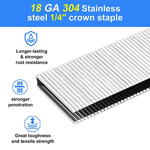 Image of 18 Gauge 304 SS 1 /4 inch Narrow Crown Staples 1 Inch,2880-Pack