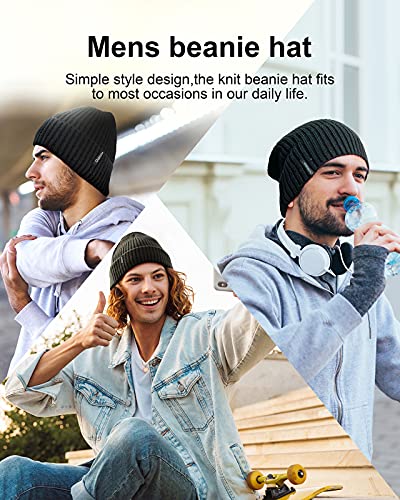 Ocatoma Beanie Hat For Men Women Warm Winter Knit Cuffed Beanie Soft Warm Ski Hats Unisex Black #TOP4