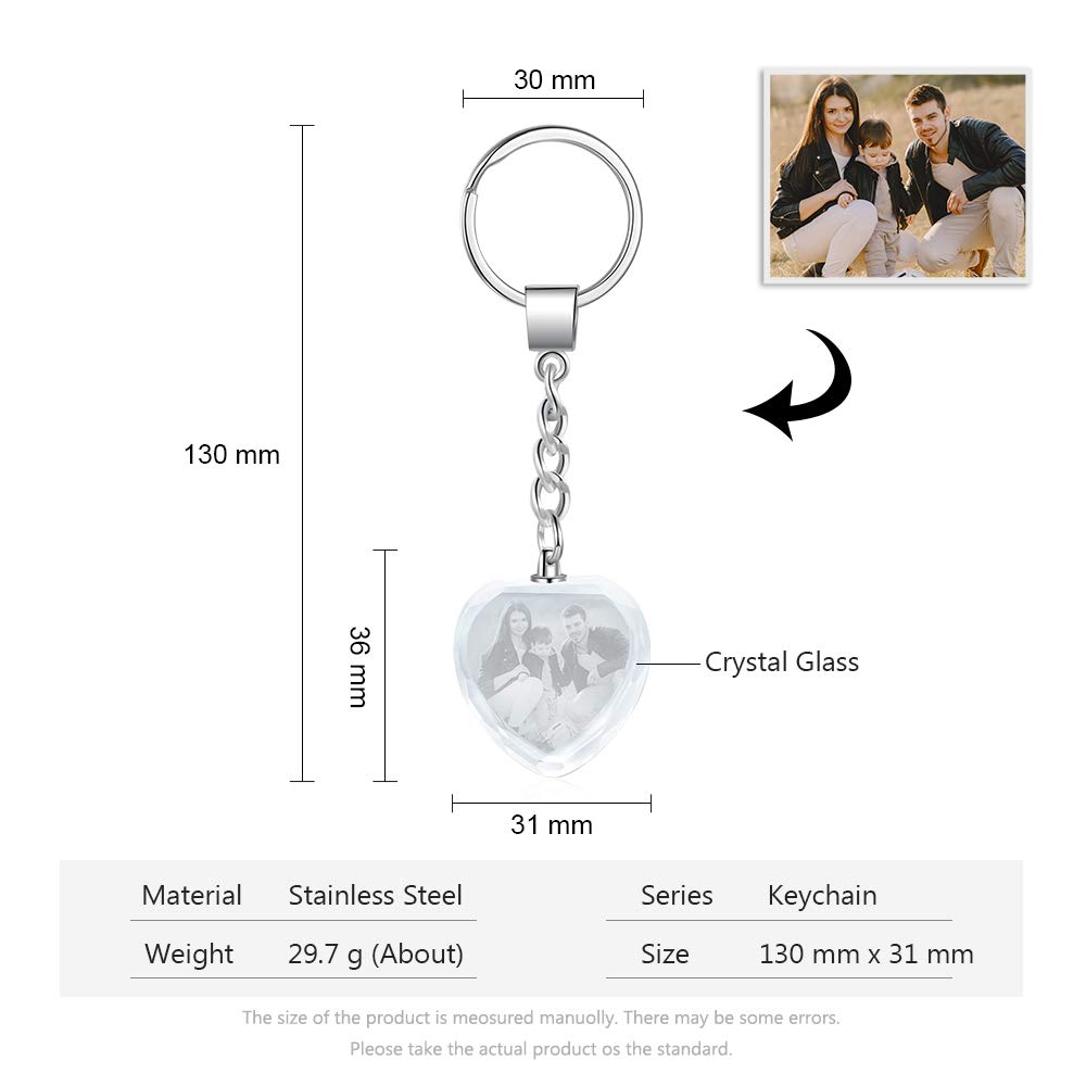 Albertband Personalised photo keychain with Artificial Crystal Customized Photo Keyring for dad Mom Special Day Anniversary Birthday Valentine's Day Gift (Style 4)