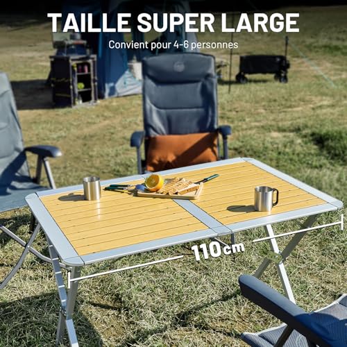 Table de camping pliable aluminium spacieuse pour éviter le manque de place - 7