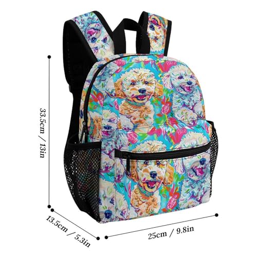 Watercolor Dog 13 Inch Backpack Lightweight Double Shoulder Bag with Zippers Unisex Daypack2