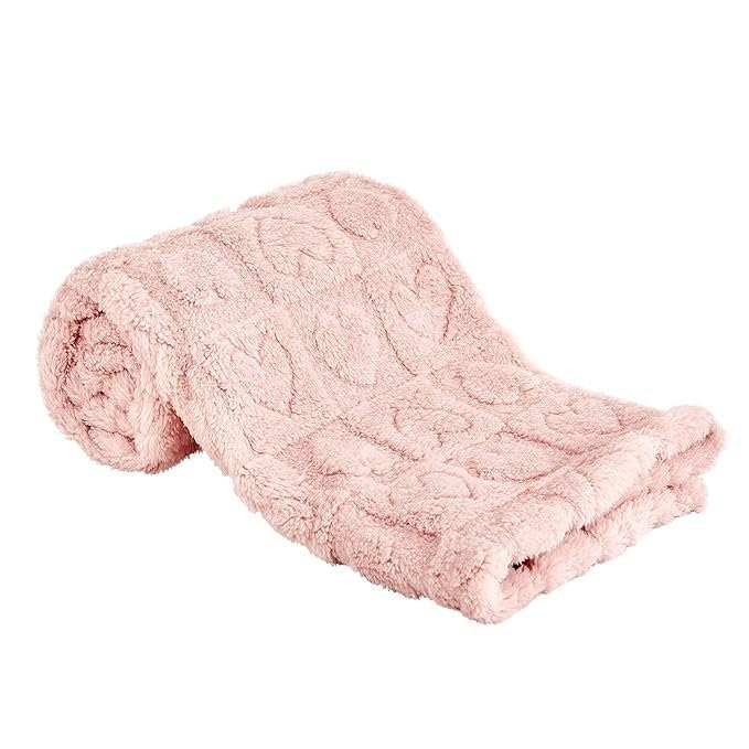 LSYZHX Fleece Baby Blanket Heart Checkered Blanket,30"X40" Cozy Soft Warm Sherpa Baby Blanket for Girls Boys Newborn Essentials for Infant Baby Shower Receiving Gift (Pink)