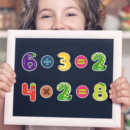Image of Mini Leaves 30 Pieces Numbers Full Magnetic Fridge Magnets for Kids 0 to 9 Numbers with Signs for whiteboard- Educational Toys for Kids- Fruits Theme