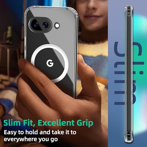 Image of ONES Magnetic for Goolgle Pixel 10a Slim Case, Compatible with Magsafe, Military-Grade Drop Guard, Anti-Yellowing, Shockproof Cove Pixel 10a, Scratch-Resistant, Transparent