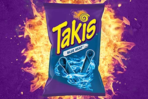 Takis Blue Heat Hot Chili Pepper New Flavored, Great Spicy And Crunchy Taste | Takis Blue Heat Rolled Tortilla Chips| (Net Wt 9.9Oz. / 280.66G) (Pack Of 06) #TOP4