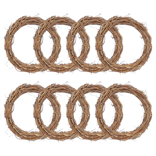 8 Pcs 12 Inch Grapevine Wreath Set Vine Branch Wreaths Bulk Round