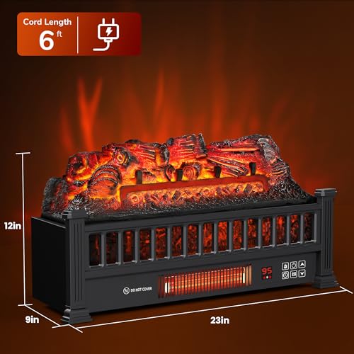 Image of Riseon 23 inch Electric Fireplace Logs Inserts Heater with Remote Control