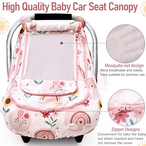 Image of Waterproof Baby Car Seat Cover，YVMVDV Patented Cold Weather Carseat Cover for Babies,Infant Car Seat Cover Canopy for Boy Girls, Keeps Babies Warm and Cozy (Rainbow)