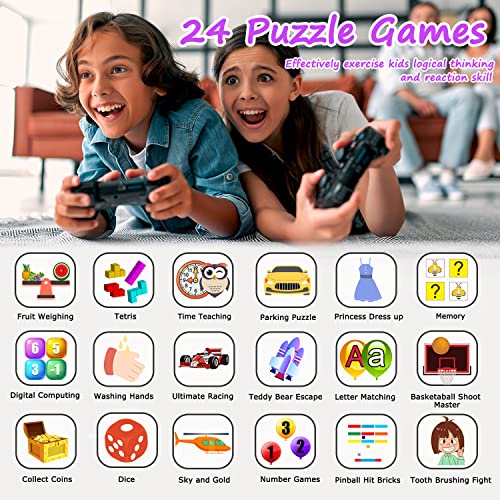 Kids Smart Watch Girls Gifts For Girls Age 5-12, 24 Puzzle Games Hd Touch Screen Smart Watches With Video Camera Music Player Pedometer Flashlight 12/24 Hr Birthday Gift For 6 7 8 Year Old Girl #TOP2