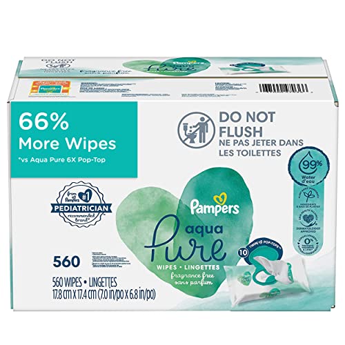 Image of pampers aqua pure baby wipes 560 ct OLD
