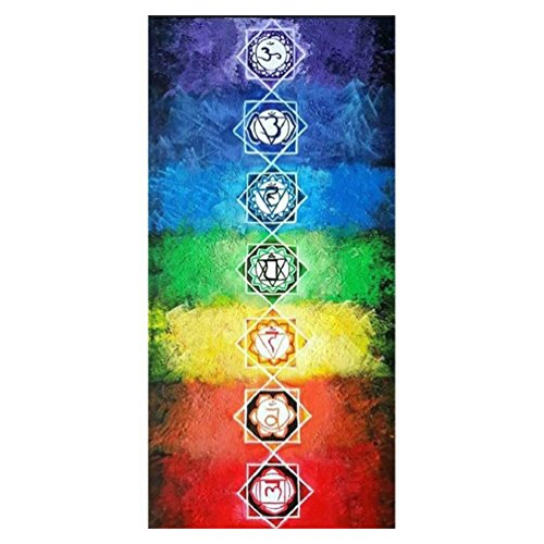 Profusion Circle Yoga Mat Towel Rainbow 7 Chakra Soft Yoga Mat for Fitness Exercise Sports 150cm x 75cm