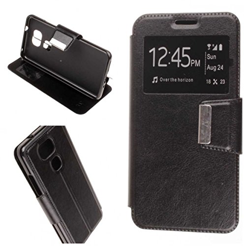 Todobarato24h Funda Libro Ventana Negra Compatible con BQ Aquaris V/VS (5.2)