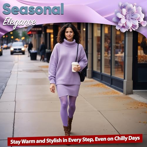 120 Denier Light Purple Microfibre Tights for Women – High Waist, Soft Opaque Pantyhose, Footed, Stretchy Nylon Tights for Everyday Wear – Ideal for Gymnastics, Ballet, Casual Outfits (S-L Size)2