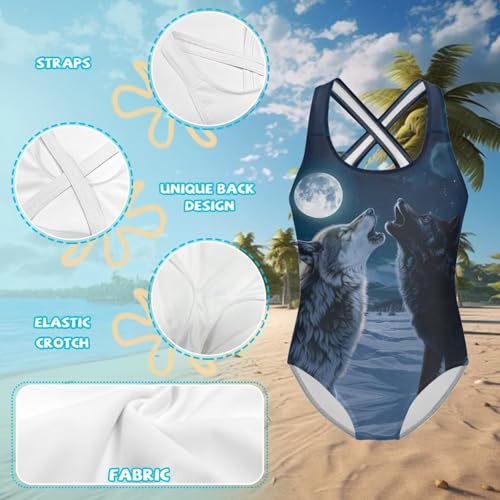 Image of Yzaoxia Girls' Swimwear One Piece Swimsuit for Kids Scoop Neck Bathing Suit Round Neck Swim Wear 5-14Y