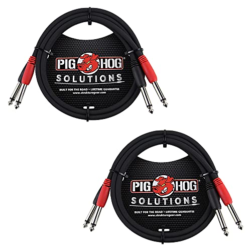 Pig Hog PD-21403 Cable Dual 1/4" Mono 3 Pies 2 Paquetes miniatura 1