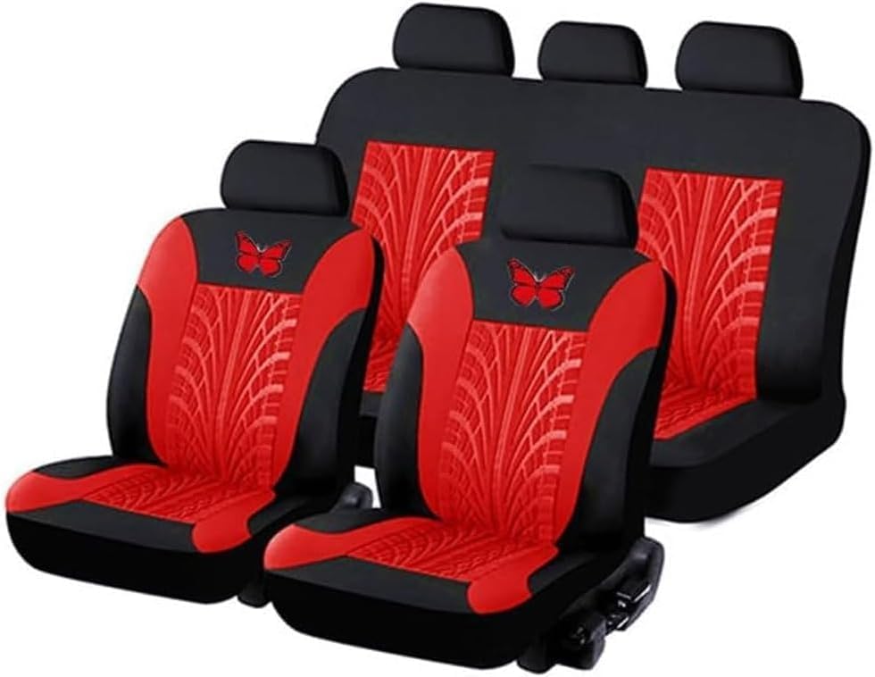 Breathable Mesh Cloth Car Seat Covers for Ford C-Max Hybrid 2000-2023 2024 2025, Full Set Airbag Compatible Protector,Red