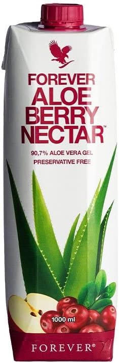Forever Living Products Aloe Berry Nectar, 1000ml, Cranberry-Apple Flavored Aloe Vera Gel, 90.7% pure inner leaf Aloe Vera gel, No added preservatives, Gluten free