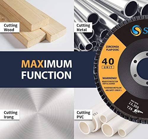 S SATC 20 Packs Flap Discs 115mm 40 60 80 120 Grit Zirconia Grinding Discs for Angle Grinder to Sanding Grinding Metal Wood