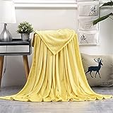 Chickwin Einfarbig Kuscheldecke Flauschig, Wohndecke Flanelldecke Soft Weiche Warm TV-Decke Mikrofaser Sofadecke Couchdecke Bettüberwurf Tagesdecke -20 Farben (150x200cm,Gelb)