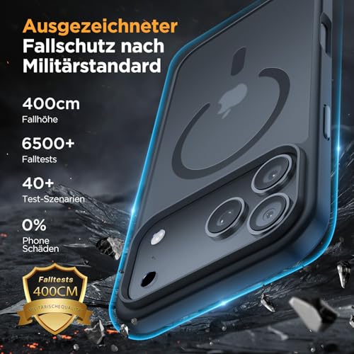 Image of Miracase Magnetic for iPhone 17 Pro Case 6.3 inch with Screen Protector, [Compatible with MagSafe] Military-Grade Protection, Anti-Fingerprint, Slim Thin Phone Case for iPhone 17 Pro Cover, Black