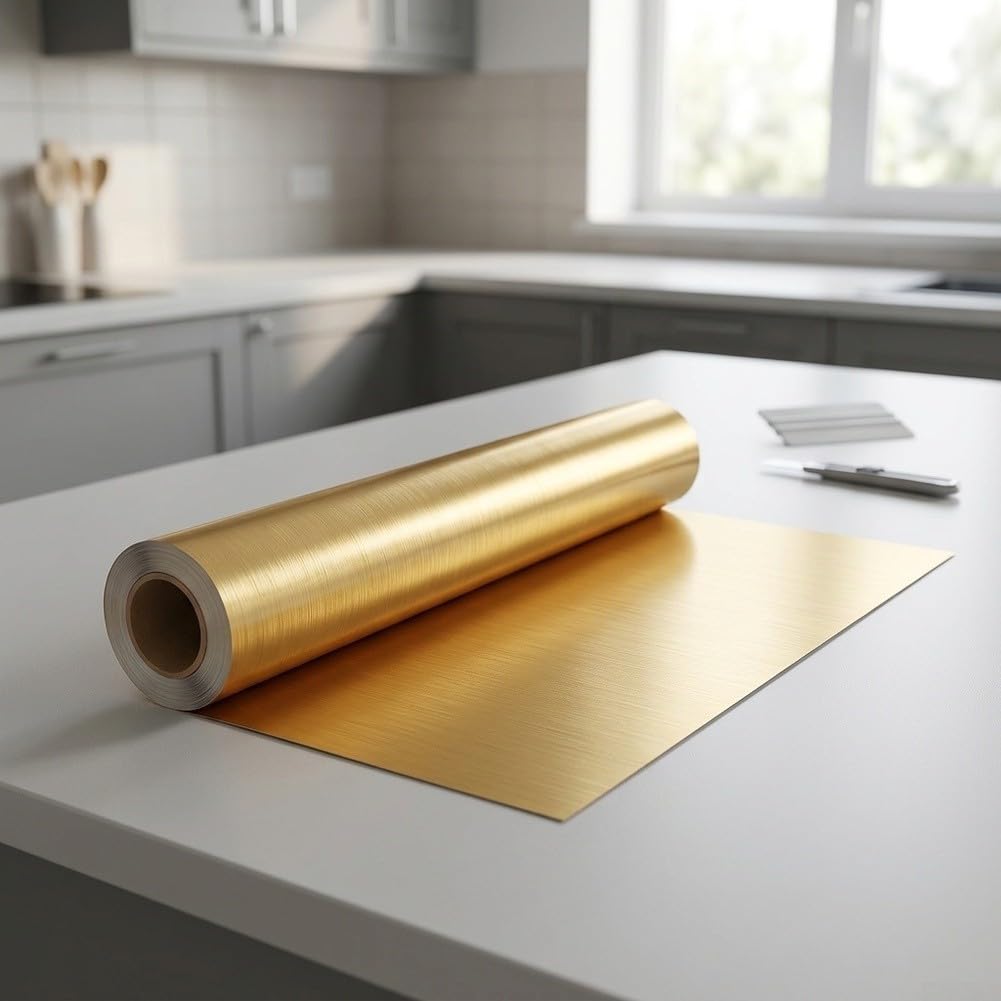 Gold Silber Küchenfolie Selbstklebend Ölresistent(Gold)