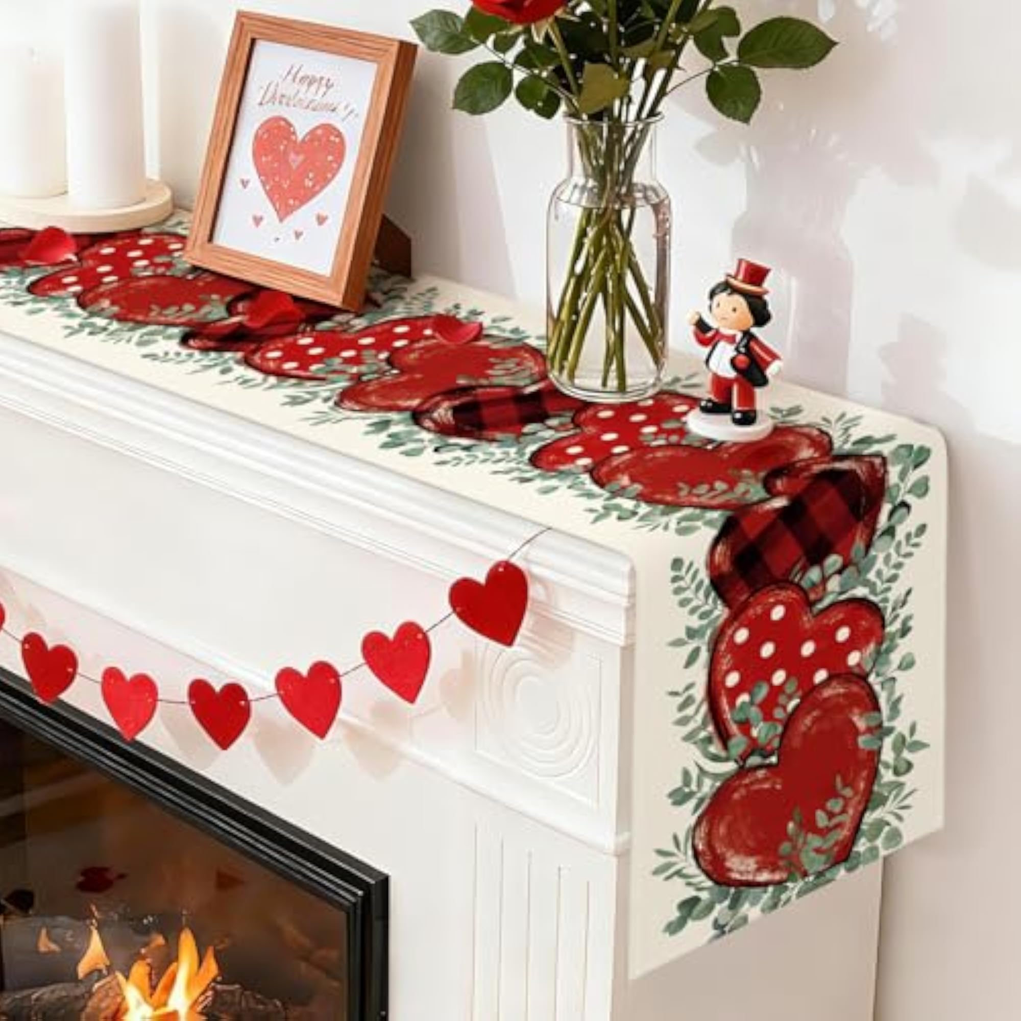 Eucalyptus Hearts Valentine's Day Table Runner