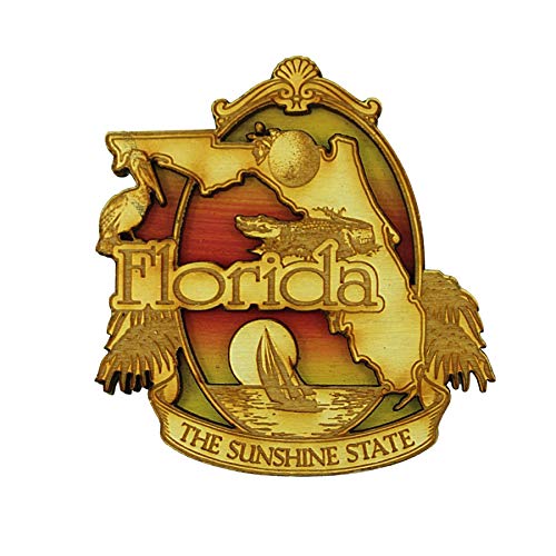 Imán souvenir Florida madera tallada 3.25 pulgadas miniatura 1