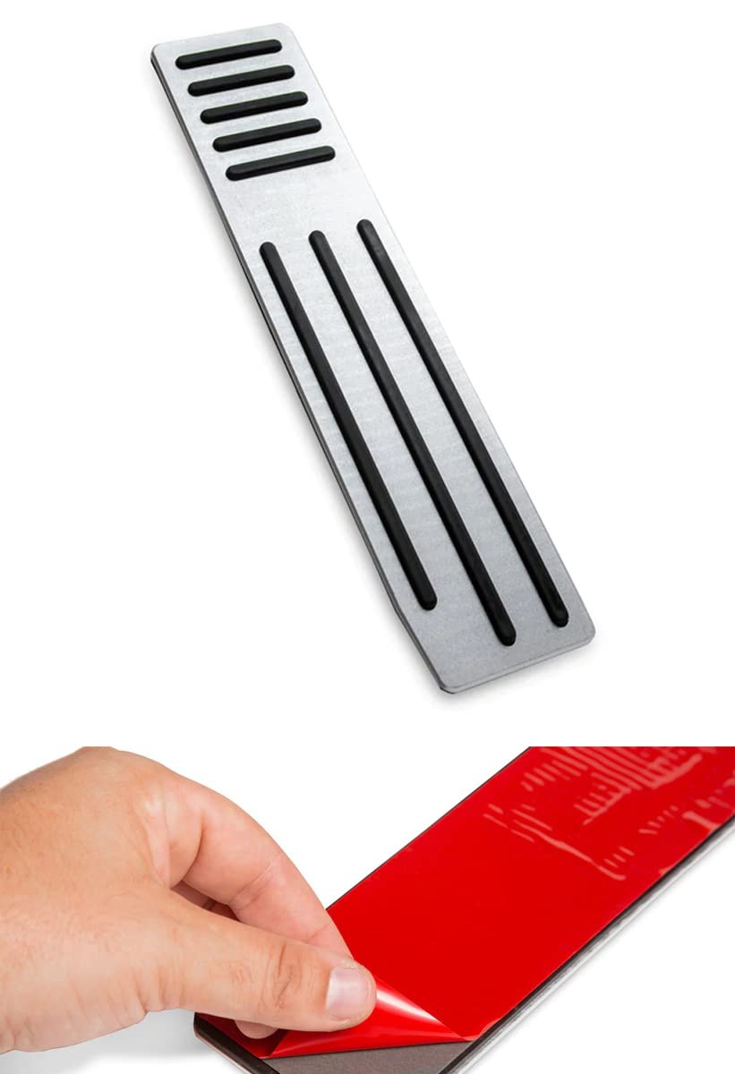 iJDMTOY Satin Silver Racing Sports Style Foot Rest Dead Pedal Cover Compatible With Tesla 2012-2021 Model S and 2015-2021 Model X