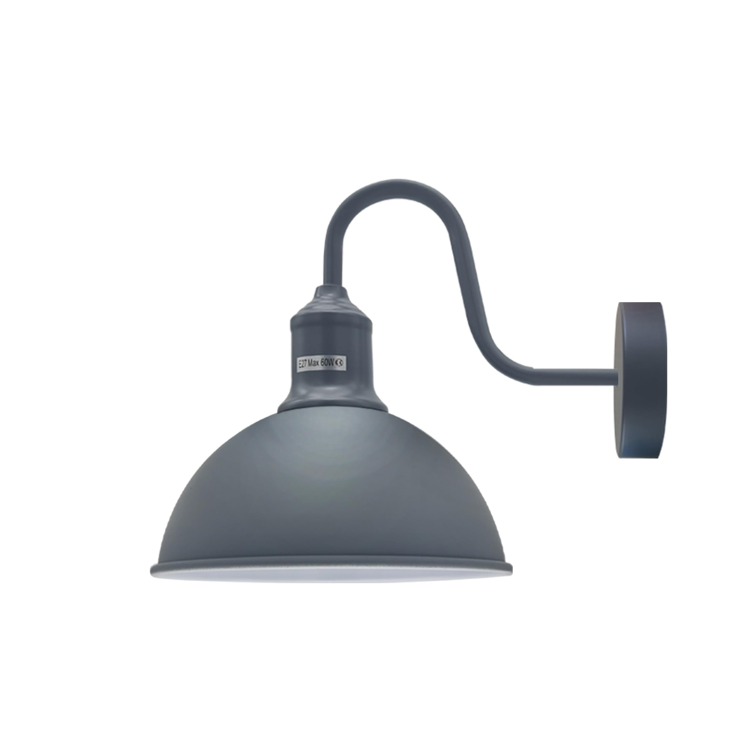 LEDSone Modern Industrial Swan Neck Metal Arm E27 Sconce Wall Light Set Fixture for Living Room Dining Room Kitchen. (Grey, Without Bulb)