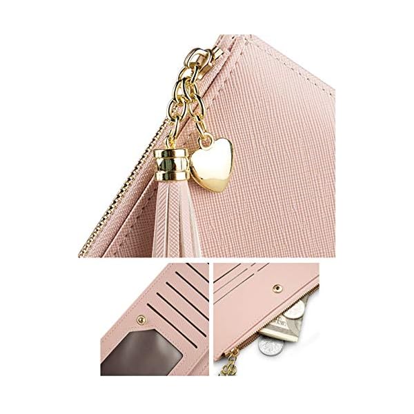 Wallets for Women Leather Cell Phone Case Holster Bag Long Slim Credit Card Holder Cute Minimalist Coin Purse Thin Large Capacity Zip Clutch Handbag Wallet for Girls Ladies (Black) - Image 4
