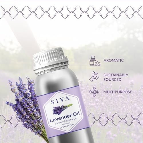 Image of Siva Lavender Essential Oil 16 Fl Oz - for Diffuser, Skin & Hair Care - Ideal for Massage & DIY Blends
