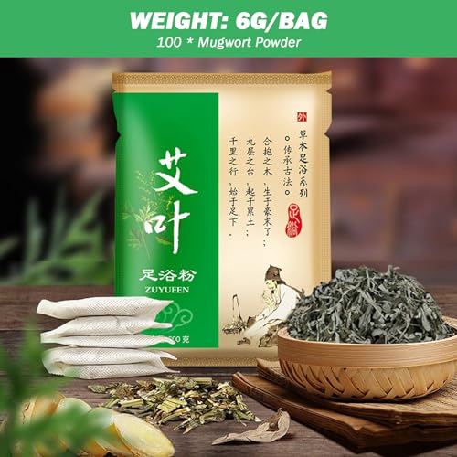 Remojo de pies herbal y portátil con 100 bolsas de artemisa deshidratada 6