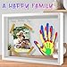 Family Handprint Keepsake Frame Kit with Photo Display – DIY 3D Floating Layered Design for Mom, Dad and Baby – Safe Non-Toxic Paint Set for Footprints – Perfect Baby Shower Gifts, New Parents Couples Keepsake, Home Decor 13.1x9.6 Inch (White)