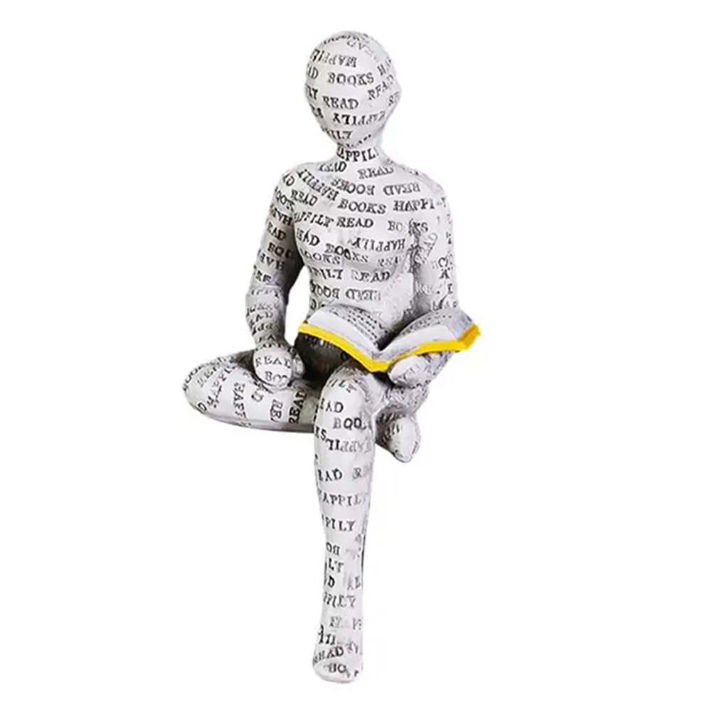 WYYHAA Resin Art Female Reader Sculpture Statue, Reading Woman Figurine Ornamen for Bookshelf Home Living Room Bedroom Office Desk Decor,B