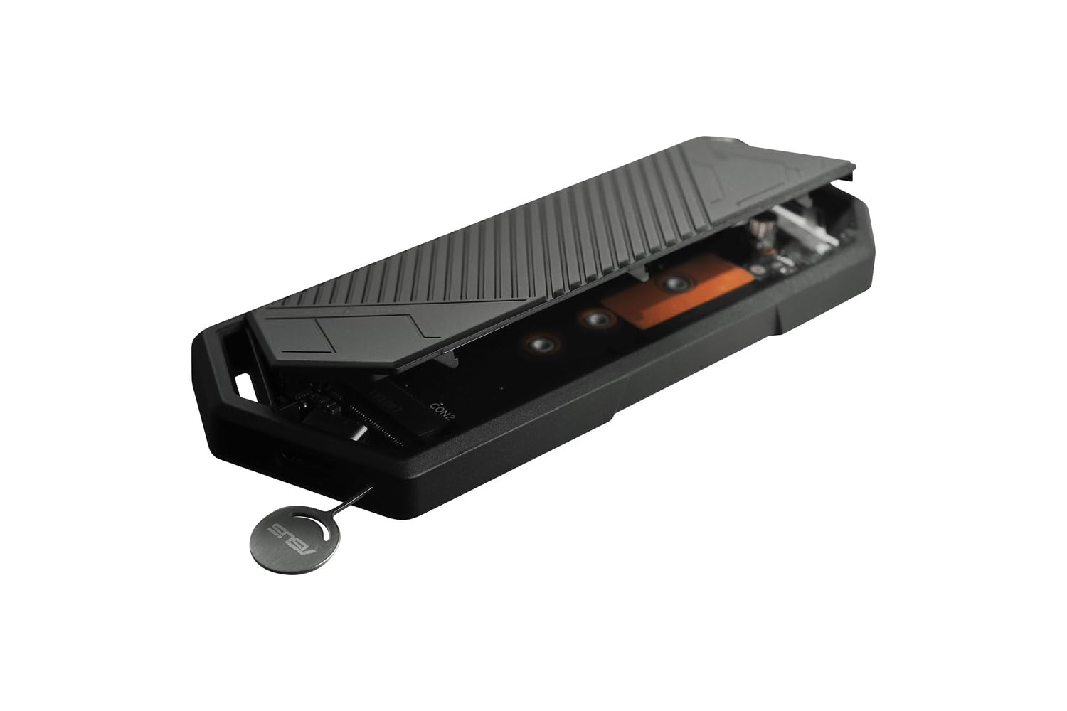 ROG Strix Arion M.2 NVMe SSD obudowa USB 3.2 GEN2 typu C, 10 Gb/s, Aura Sync RGB, kabel USB-C na C, podkładki termiczne, PCIe 2280/2260/2242/2230 klucz M/klucz B+M, bez śrubokrętów