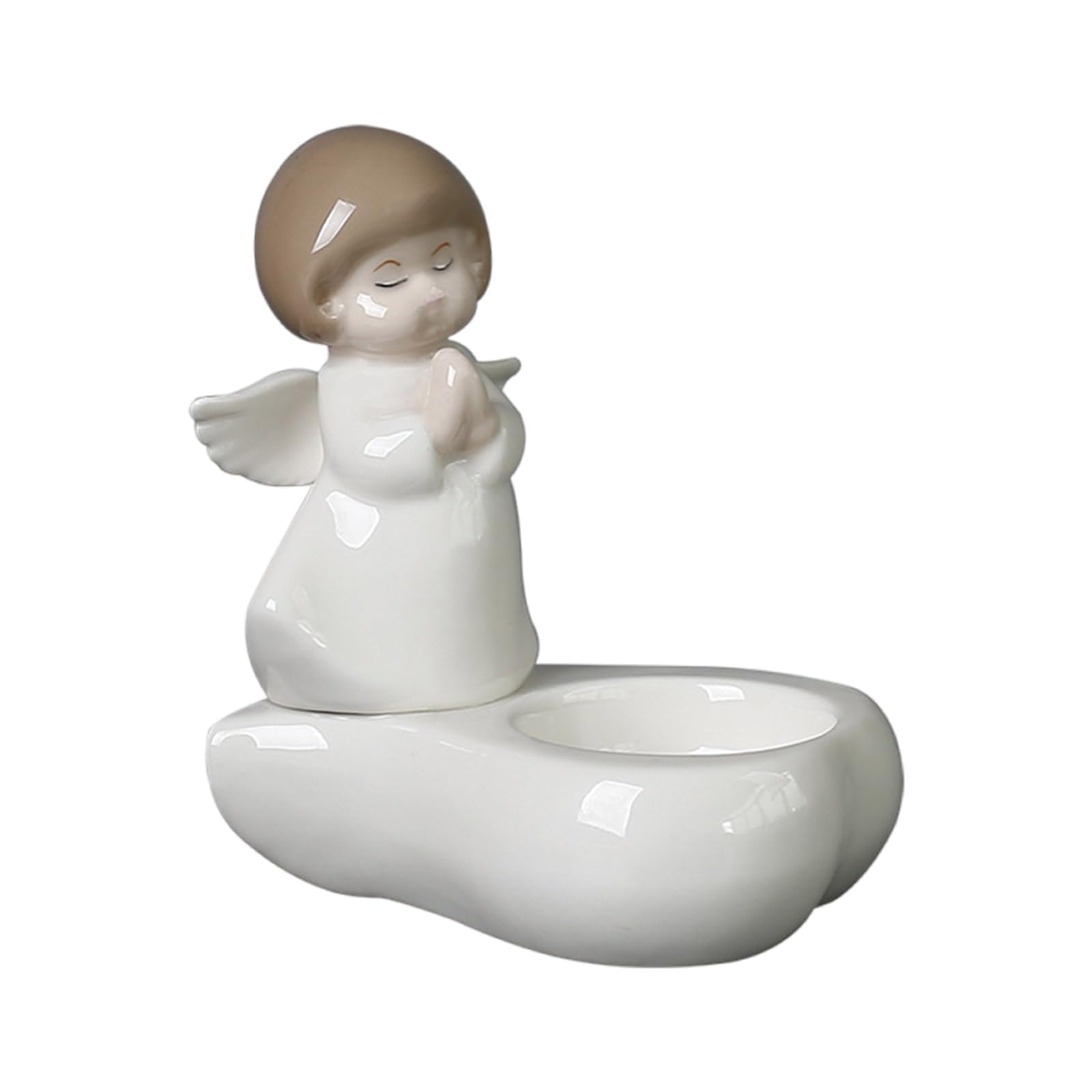 Ceramic Angelic Figurine Tealight Stand Handcrafted Decors Votives Candlestick for Spiritual Relaxation in Bedrooms Ceramic Holders for Meditations